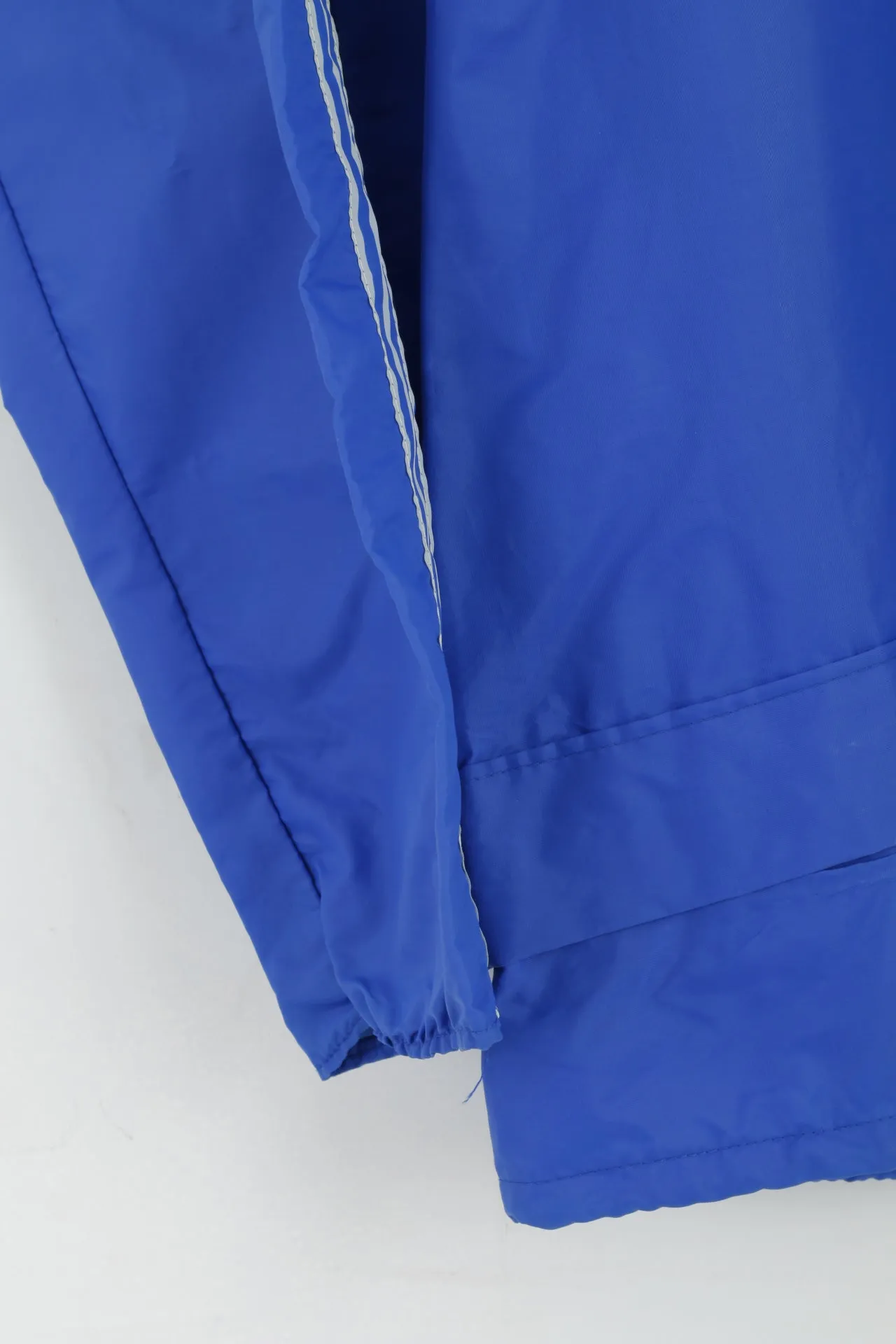 Vintage Men M Rain Jacket Blue Nylon Hooded Zip Up Lightweight Top