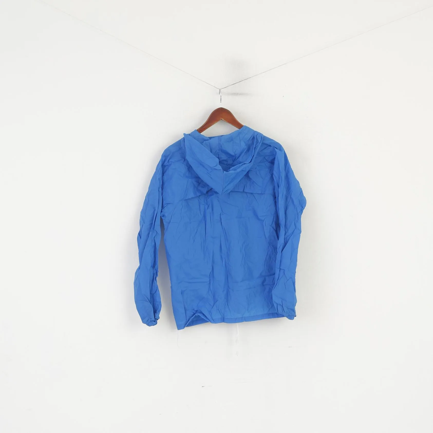 Vintage Men S Jacket Blue Nylon Waterproof Hooded Full Zip Rain Top