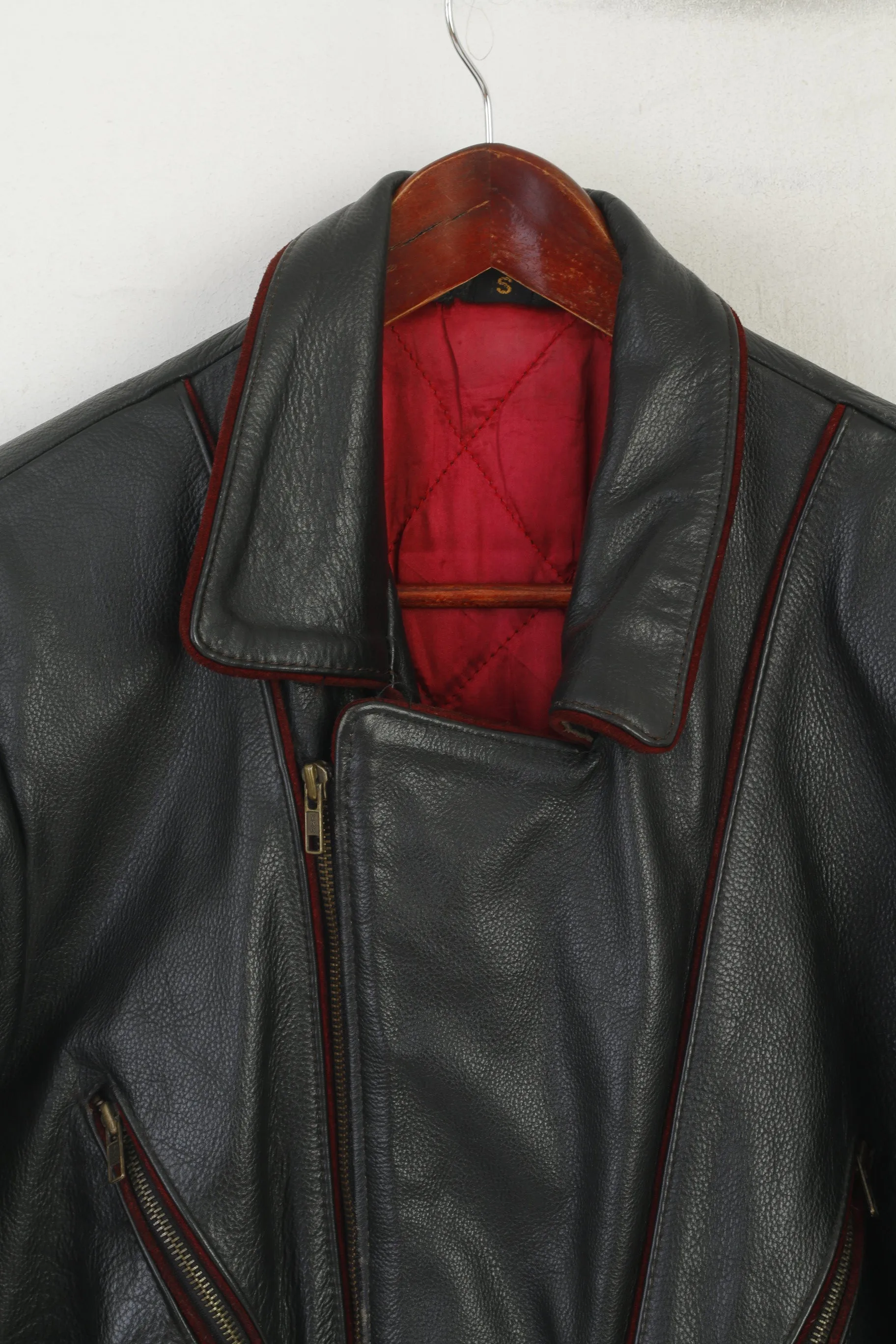 Vintage Men S Leather Jacket Black Vintage Biker Heavy Full Zipper Lined Top