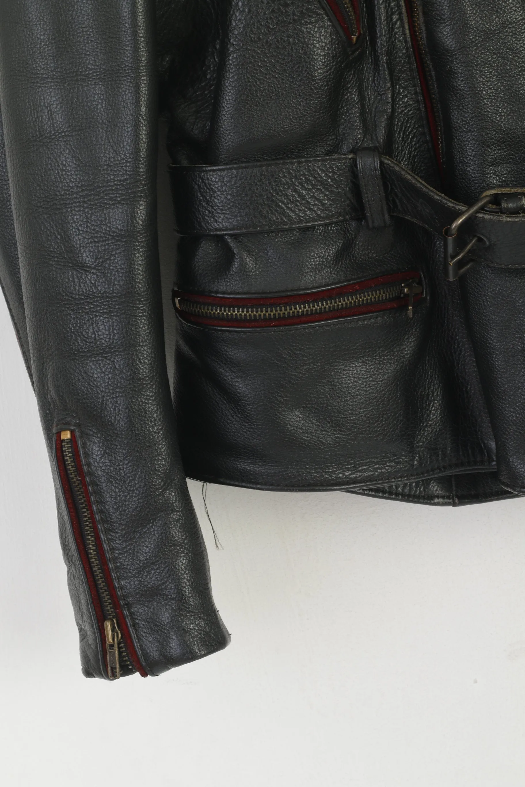 Vintage Men S Leather Jacket Black Vintage Biker Heavy Full Zipper Lined Top