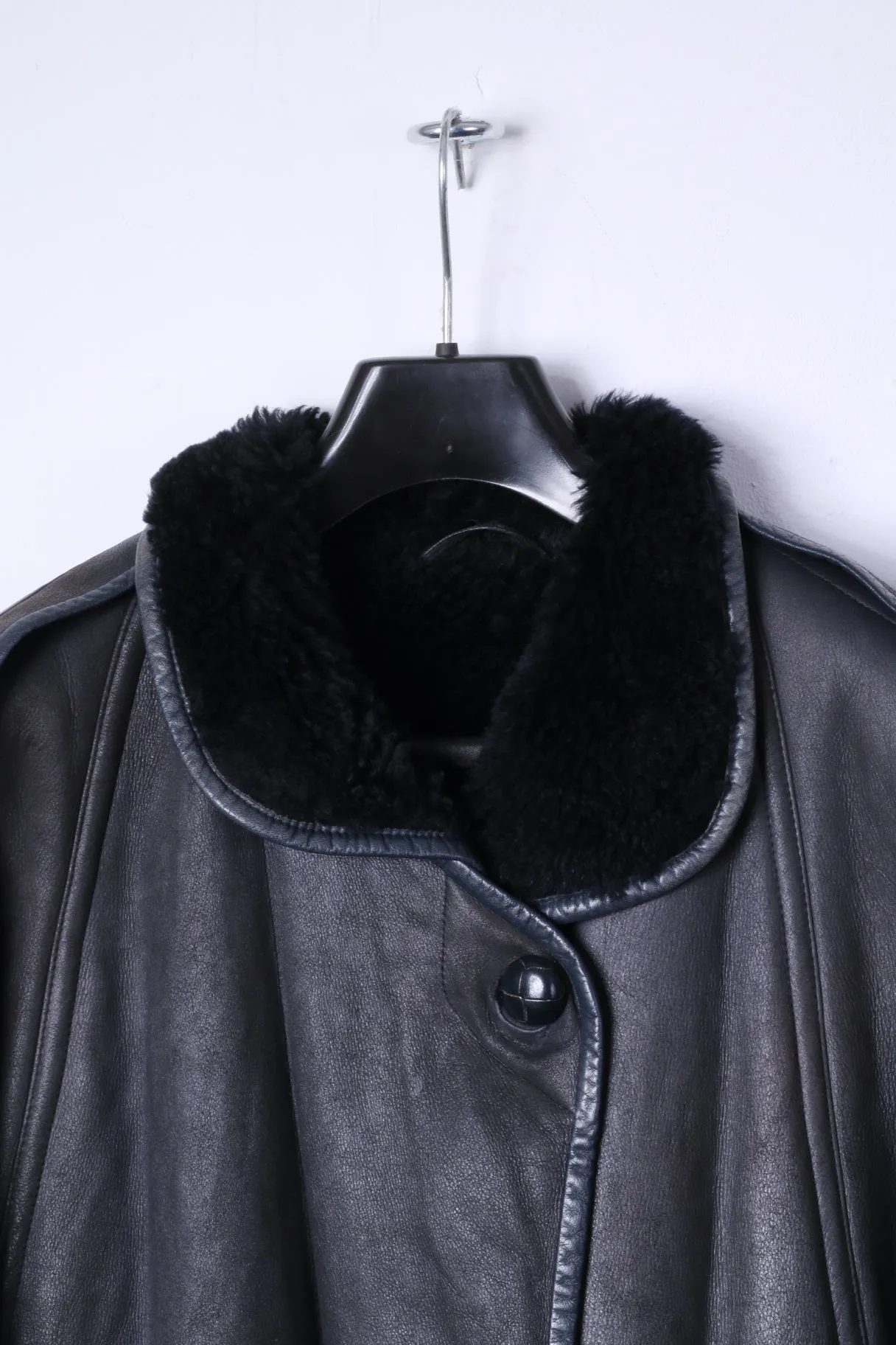 Vintage Women 10 36 M Heavy Coat Brown Leather Fur Lined Siberian Long Top