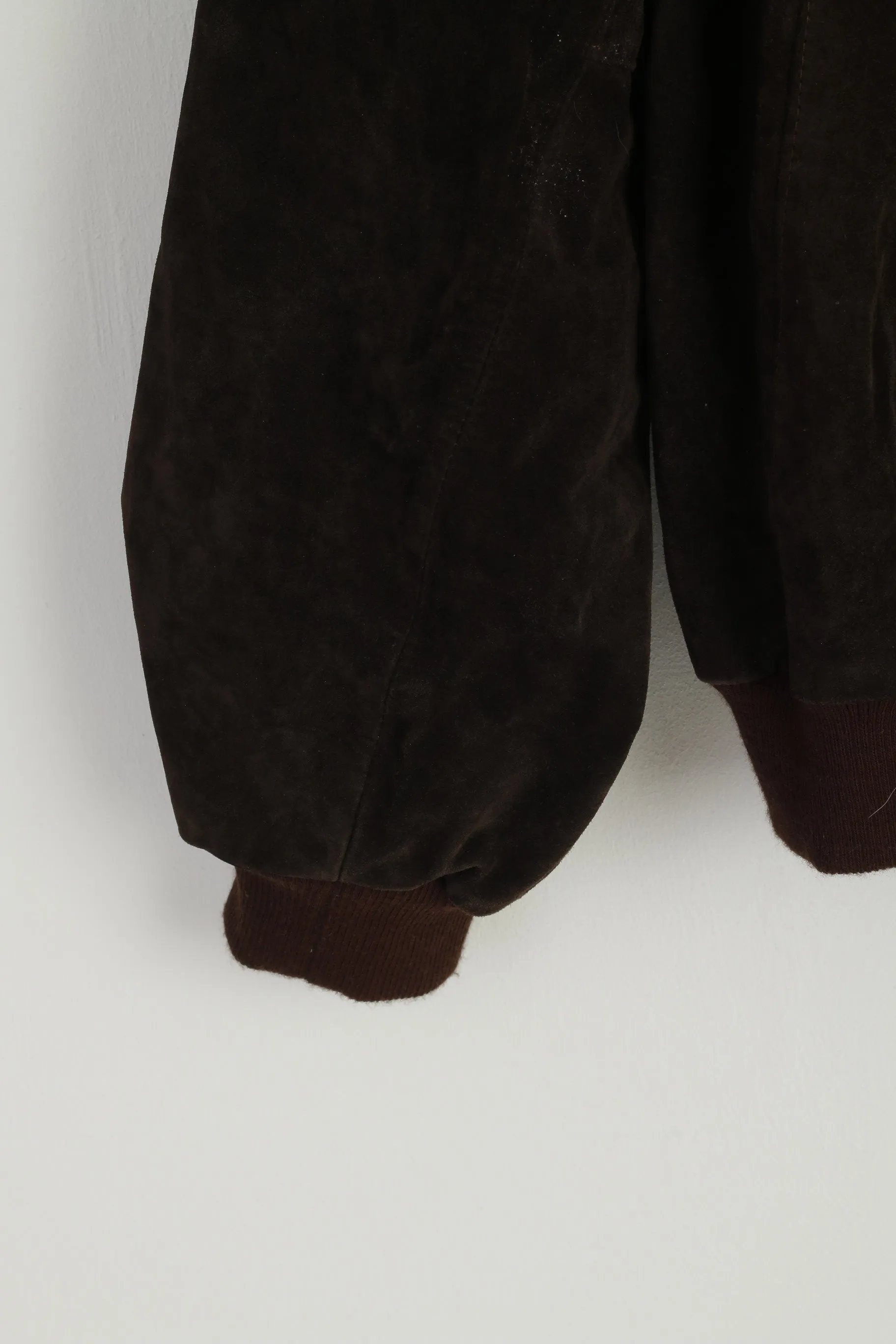VIP Men XL Jacket Brown Leather Suede Italy Bomber Full Zipper Retro Top