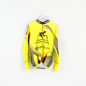 VLoFRA Men 8 L Cycling Shirt Yellow Long Sleeve Full Zipper Bike Jersey Italy Top