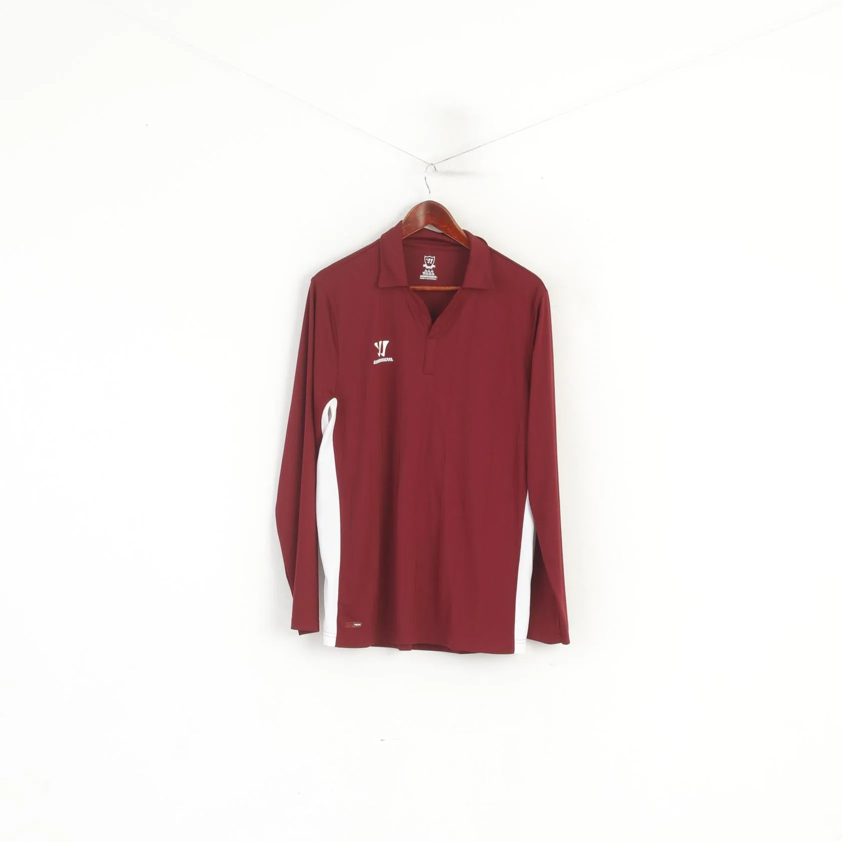 Warrior Men L Polo Shirt Burgundy Sportswear Long Sleeve Armed Unstoppable Top