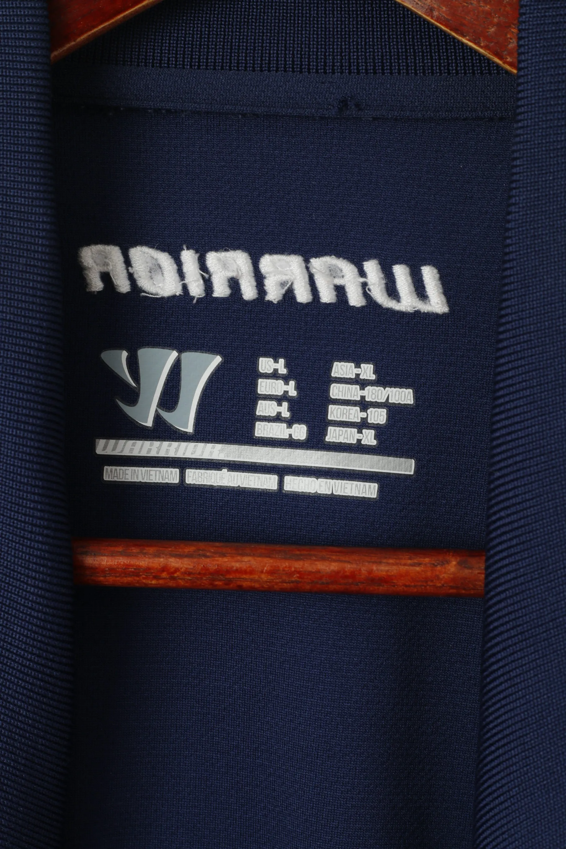 Warrior Men L Polo Shirt Navy Legacy Detailed Buttons Classic Jersey Top