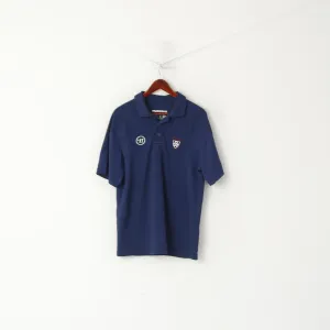 Warrior Men L Polo Shirt Navy Legacy Detailed Buttons Classic Jersey Top