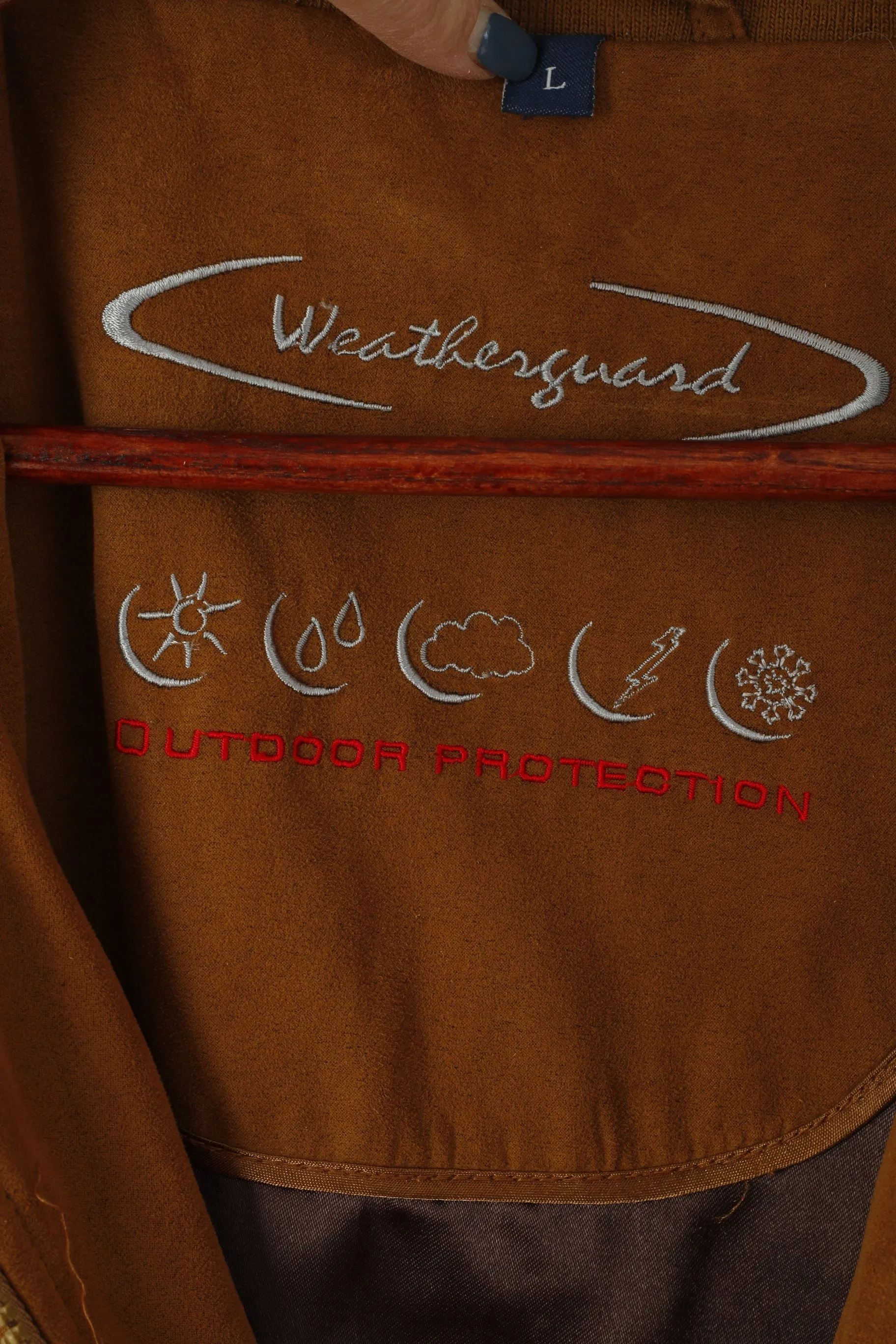 Weatherguard Men L Bomber Jacket Camel Retro Soft Lightweight Full Zipper Classic Top