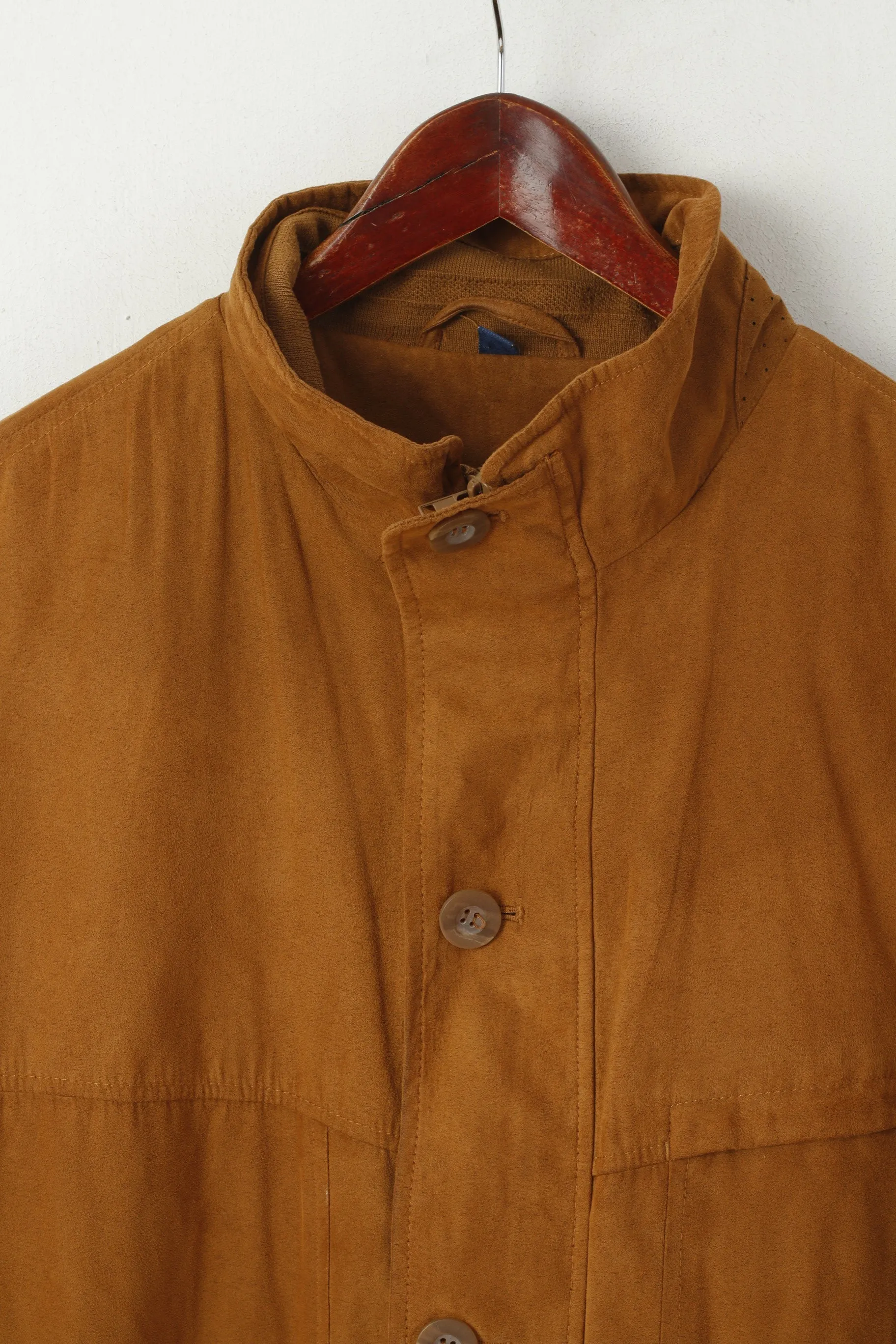 Weatherguard Men L Bomber Jacket Camel Retro Soft Lightweight Full Zipper Classic Top