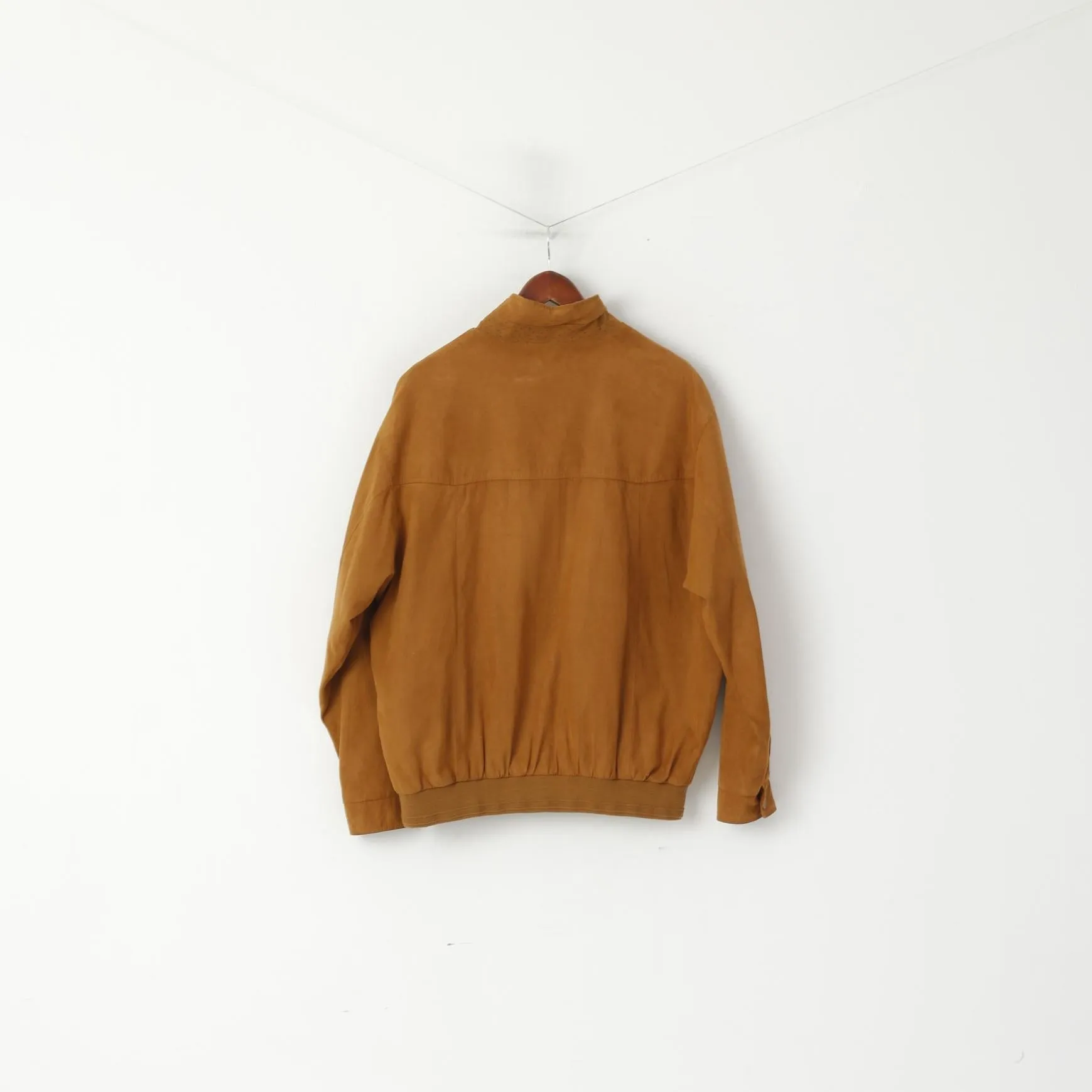 Weatherguard Men L Bomber Jacket Camel Retro Soft Lightweight Full Zipper Classic Top
