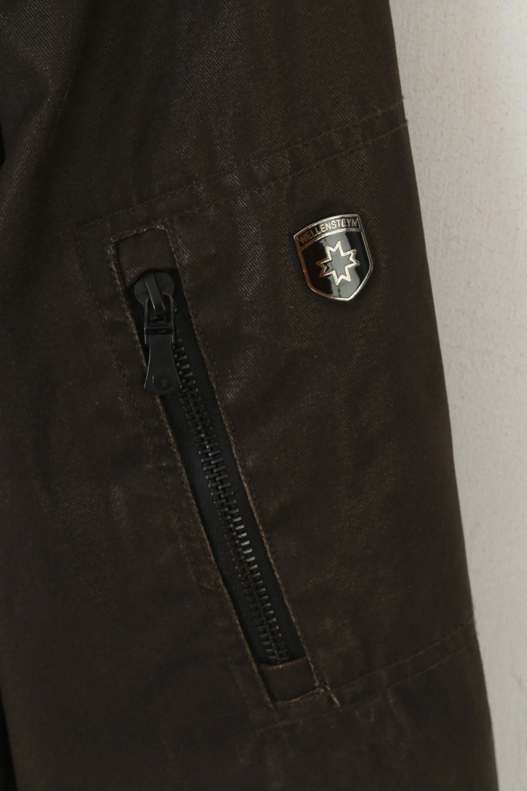 Wellensteyn Montgomery Men XL Jacket Brown Wax Cotton Military Zip Up Top