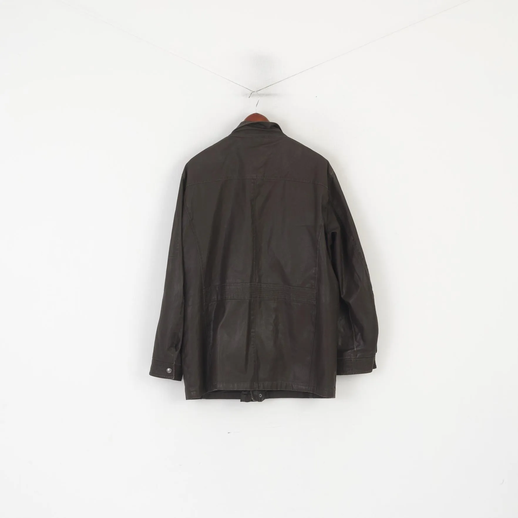 Wellensteyn Montgomery Men XL Jacket Brown Wax Cotton Military Zip Up Top
