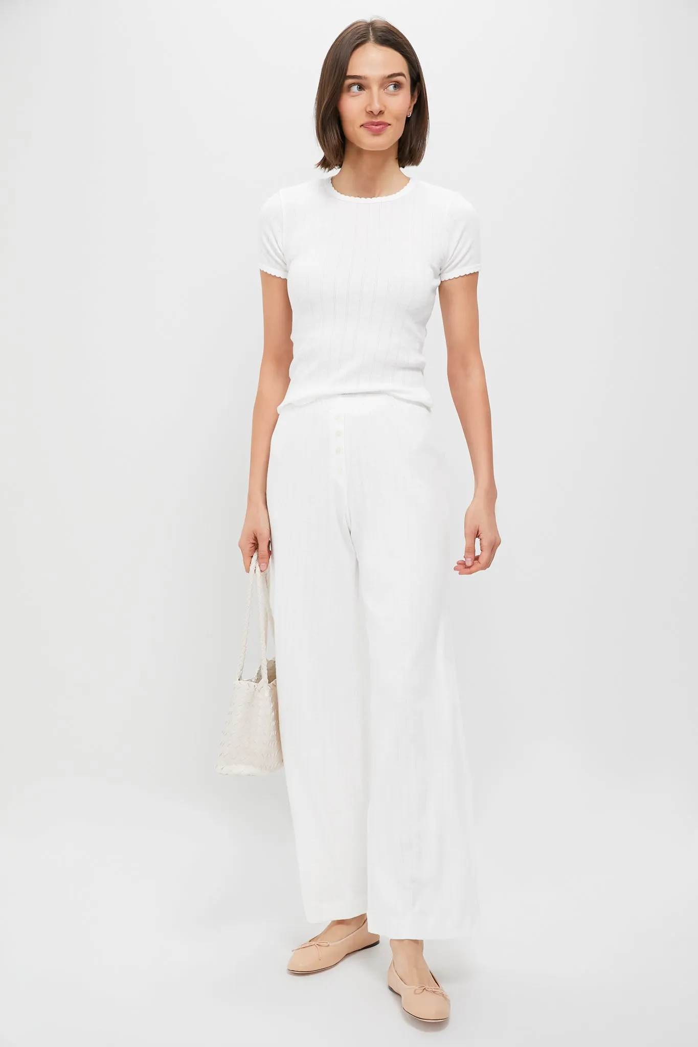 White Pointelle Boxer Pants