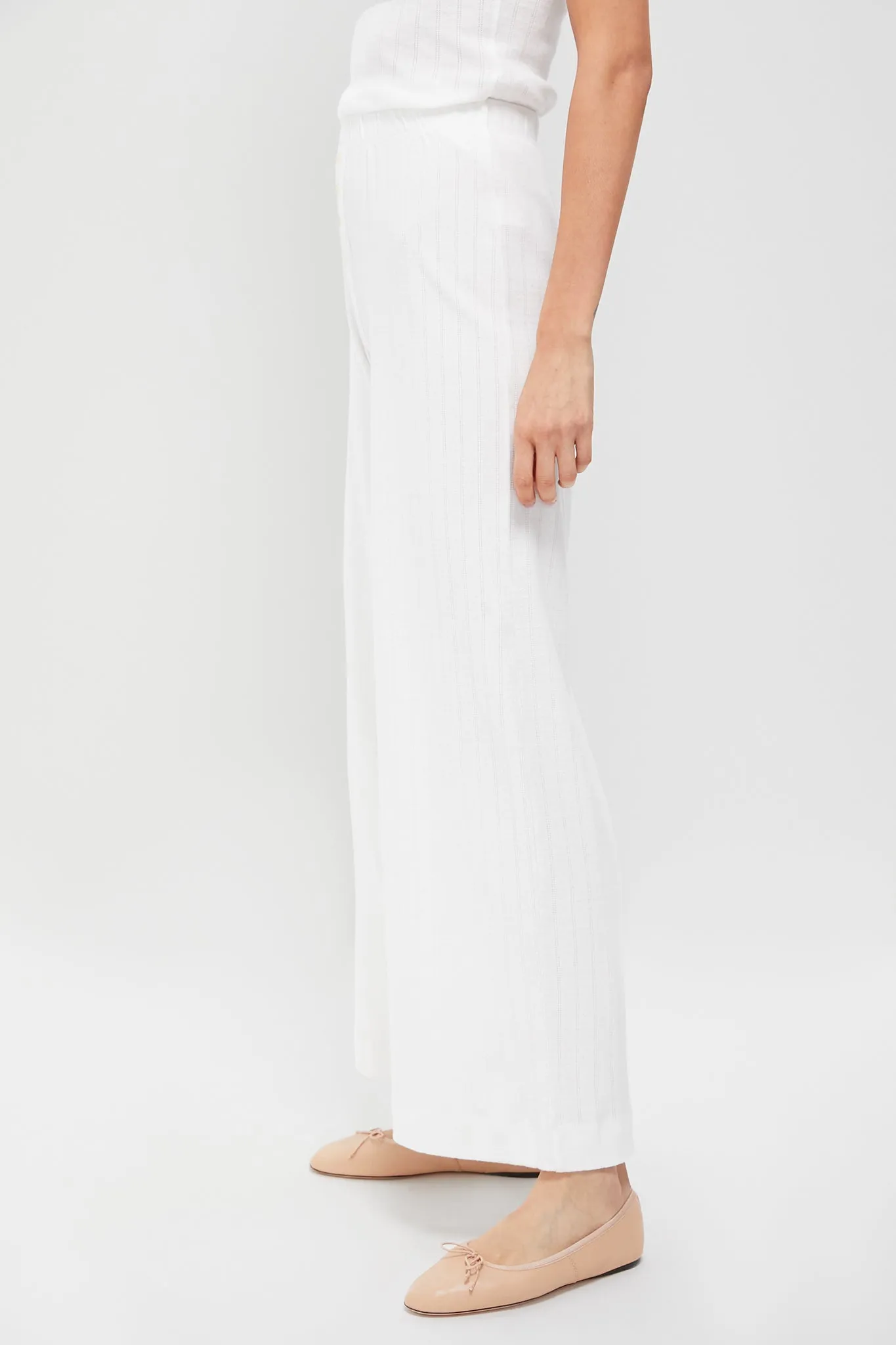 White Pointelle Boxer Pants