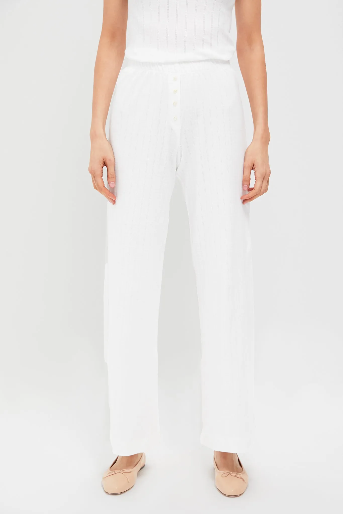 White Pointelle Boxer Pants
