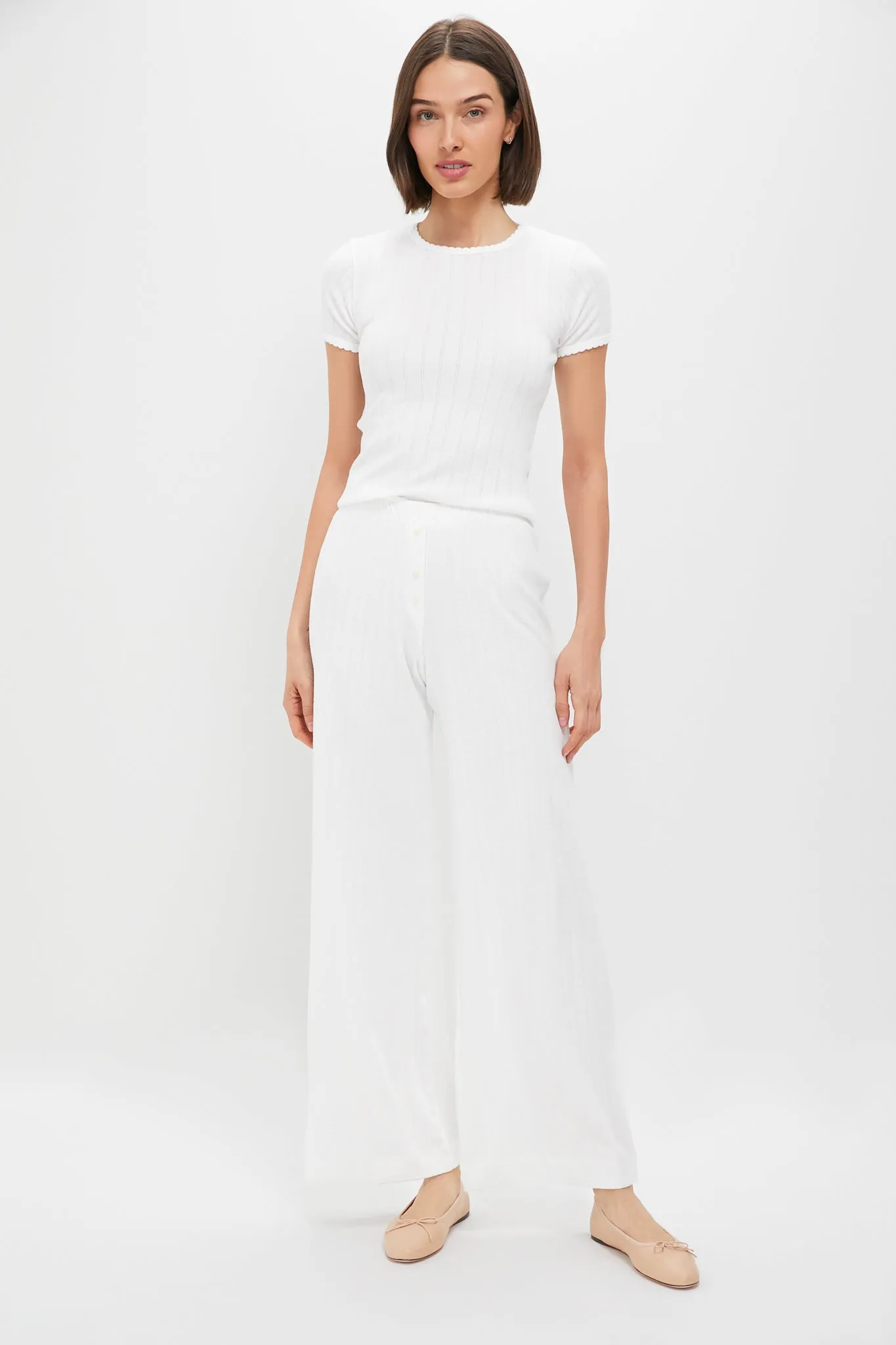 White Pointelle Boxer Pants