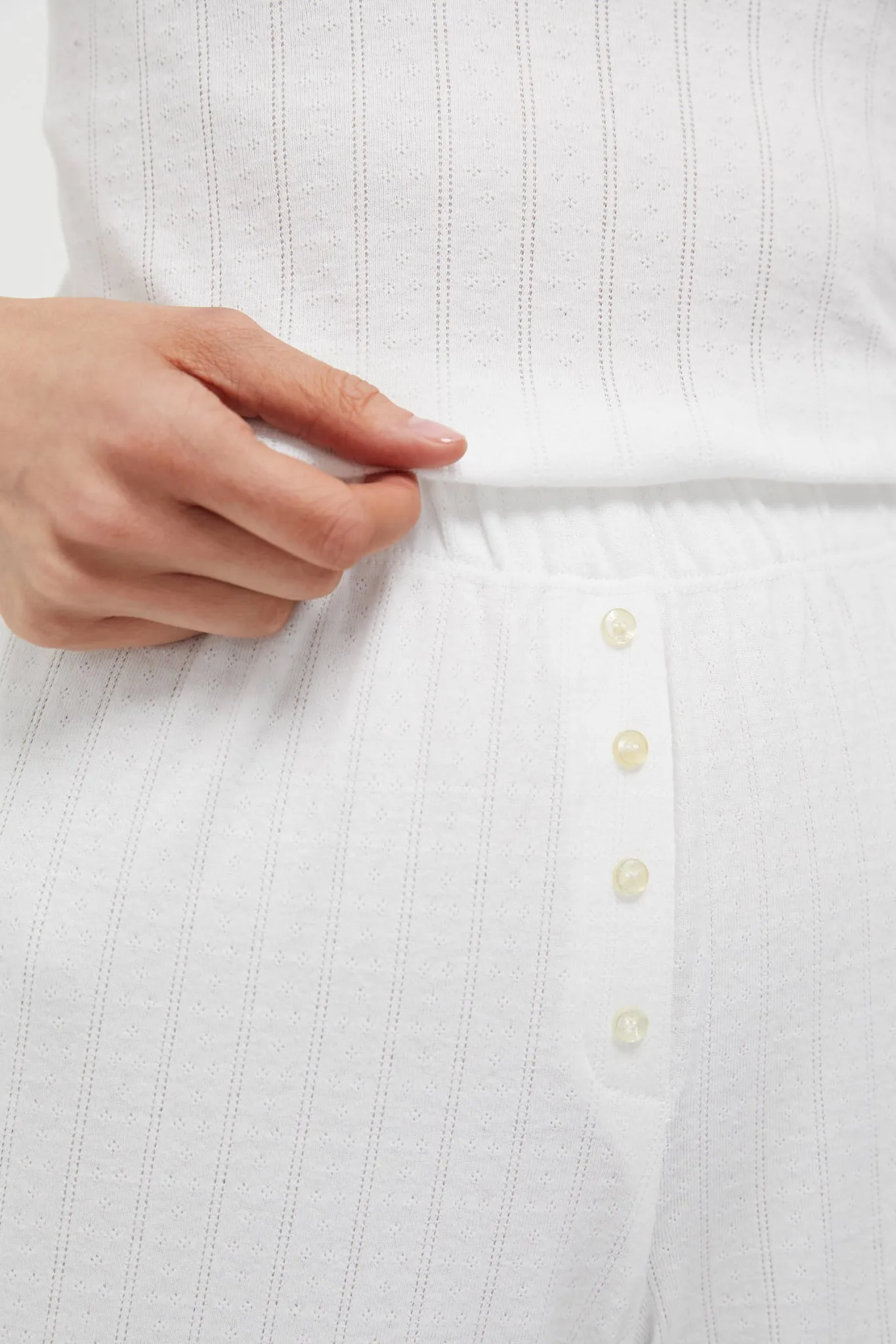White Pointelle Boxer Pants