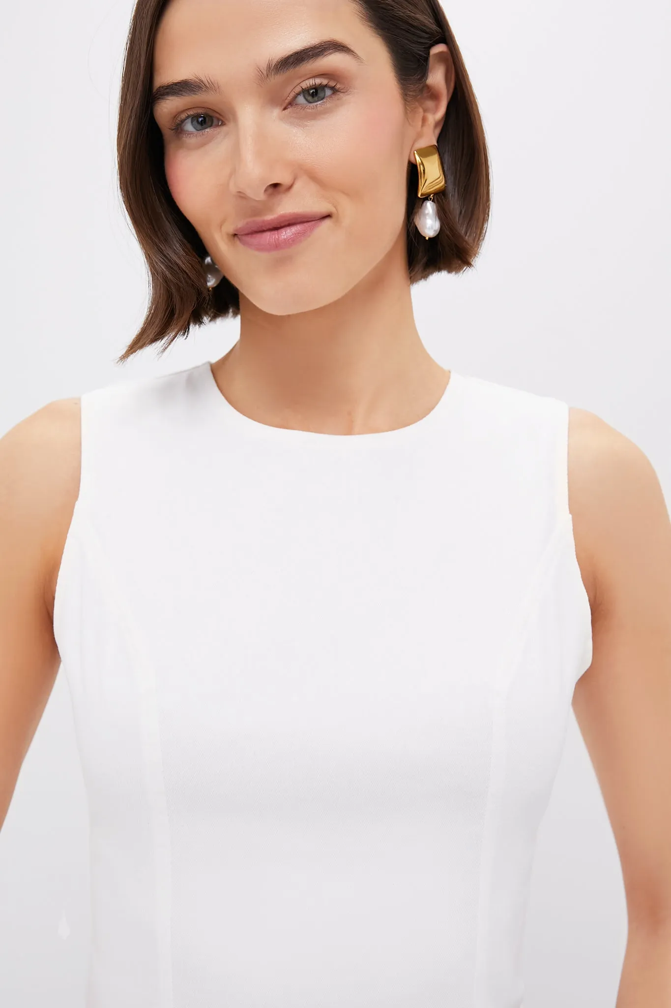 White Stretch Denim Aime Midi Dress