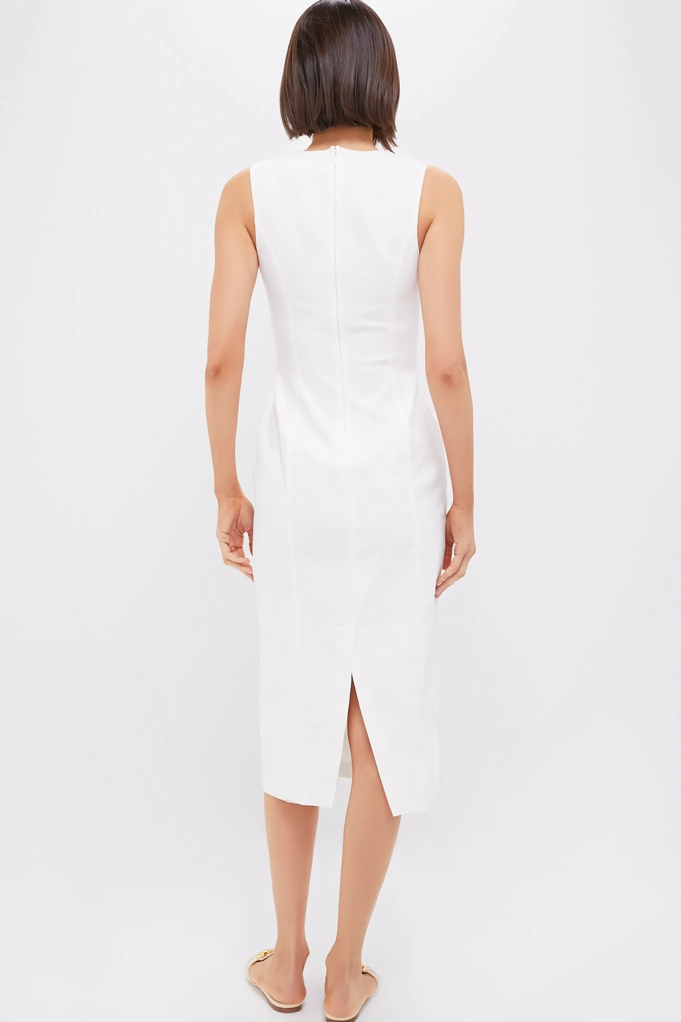 White Stretch Denim Aime Midi Dress