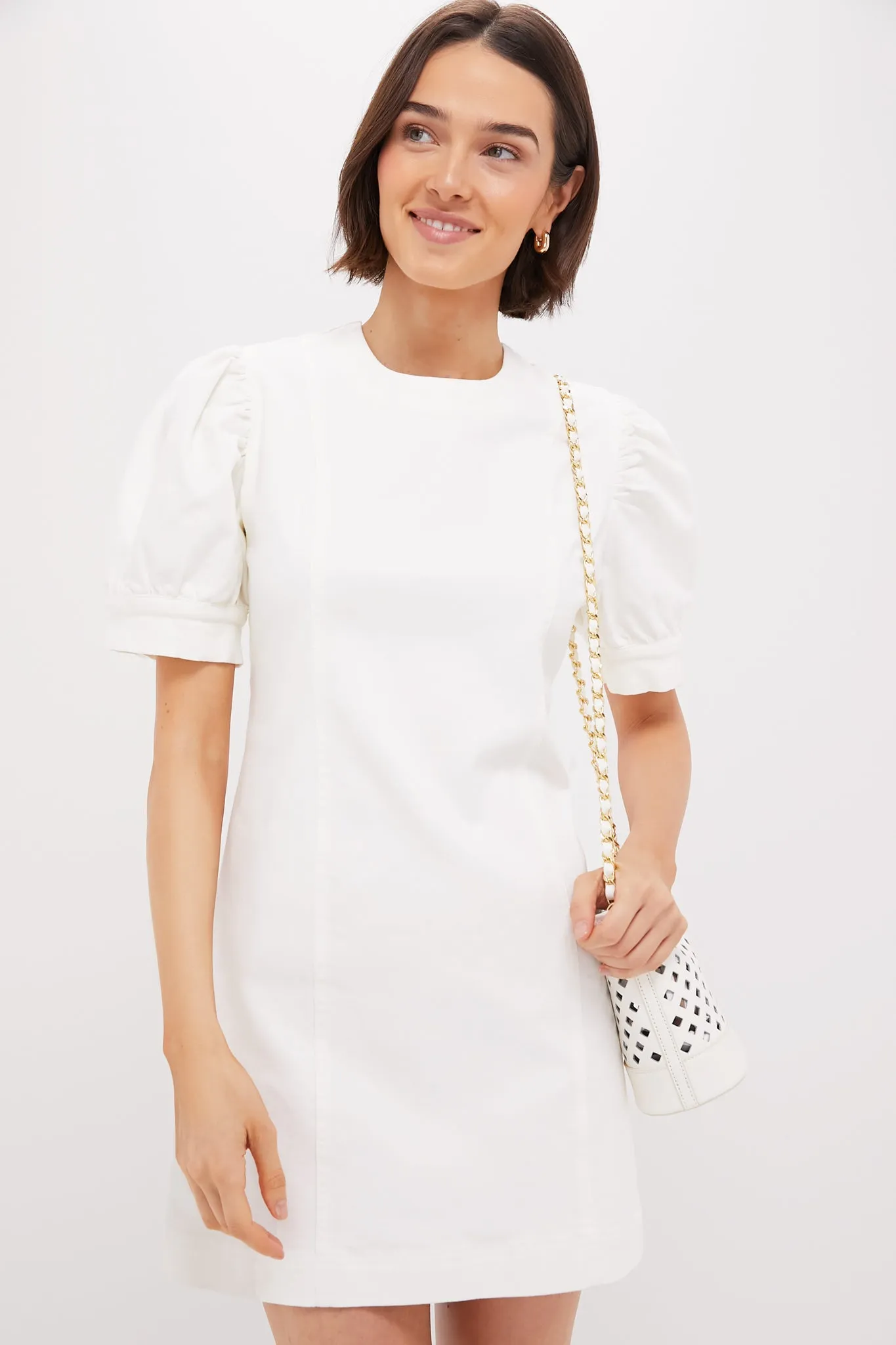 White Stretch Denim Juniper Mini Dress