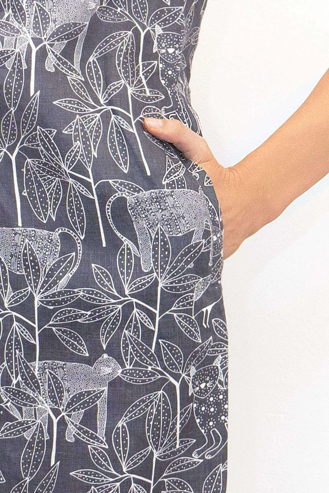White Stuff Grey Short Sleeve Linen Floral Print Summer Dresses