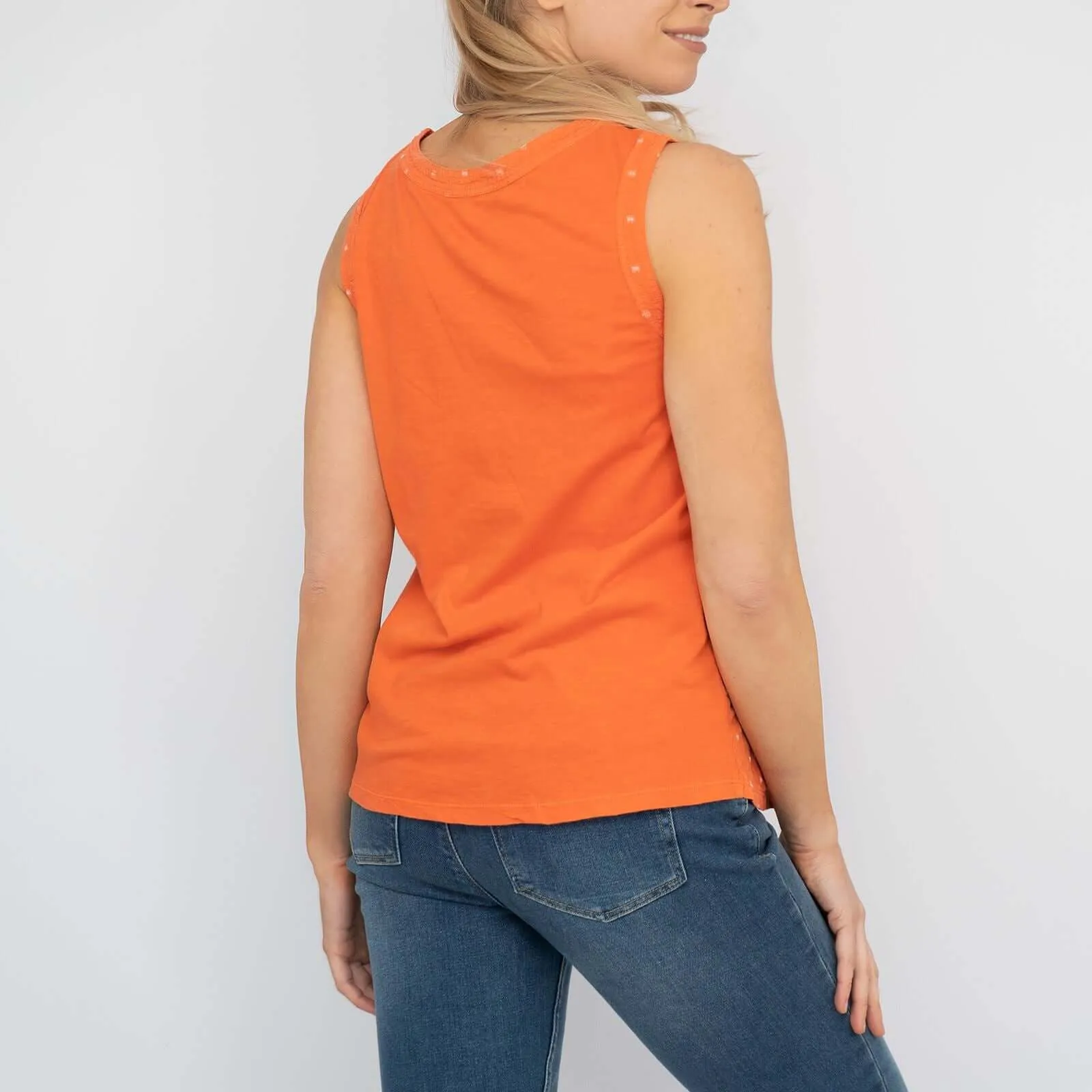 White Stuff Mythical Orange Sleeveless Cotton Vests Tops