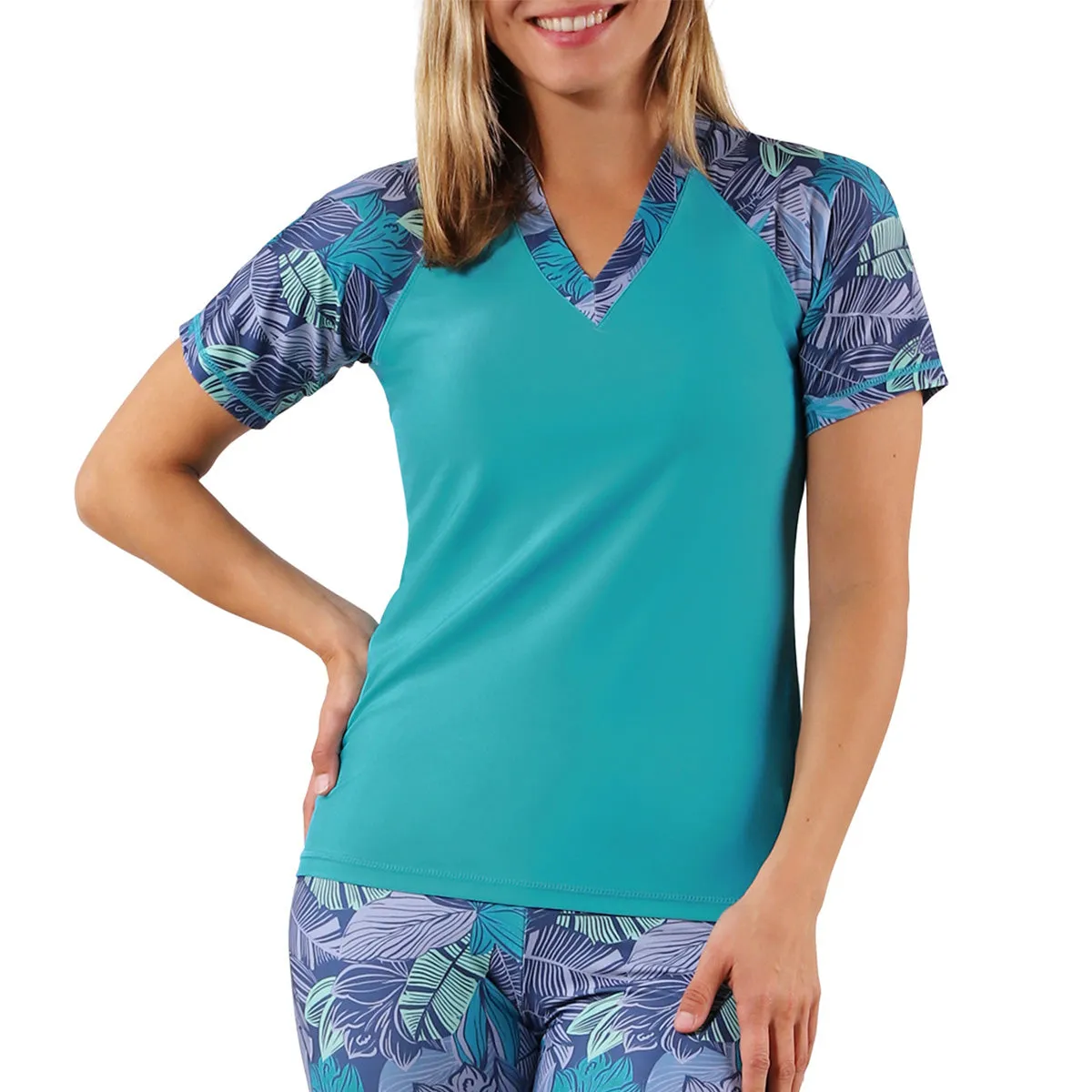 Women's Short Sleeve V-Neck Sun & Swim Shirt