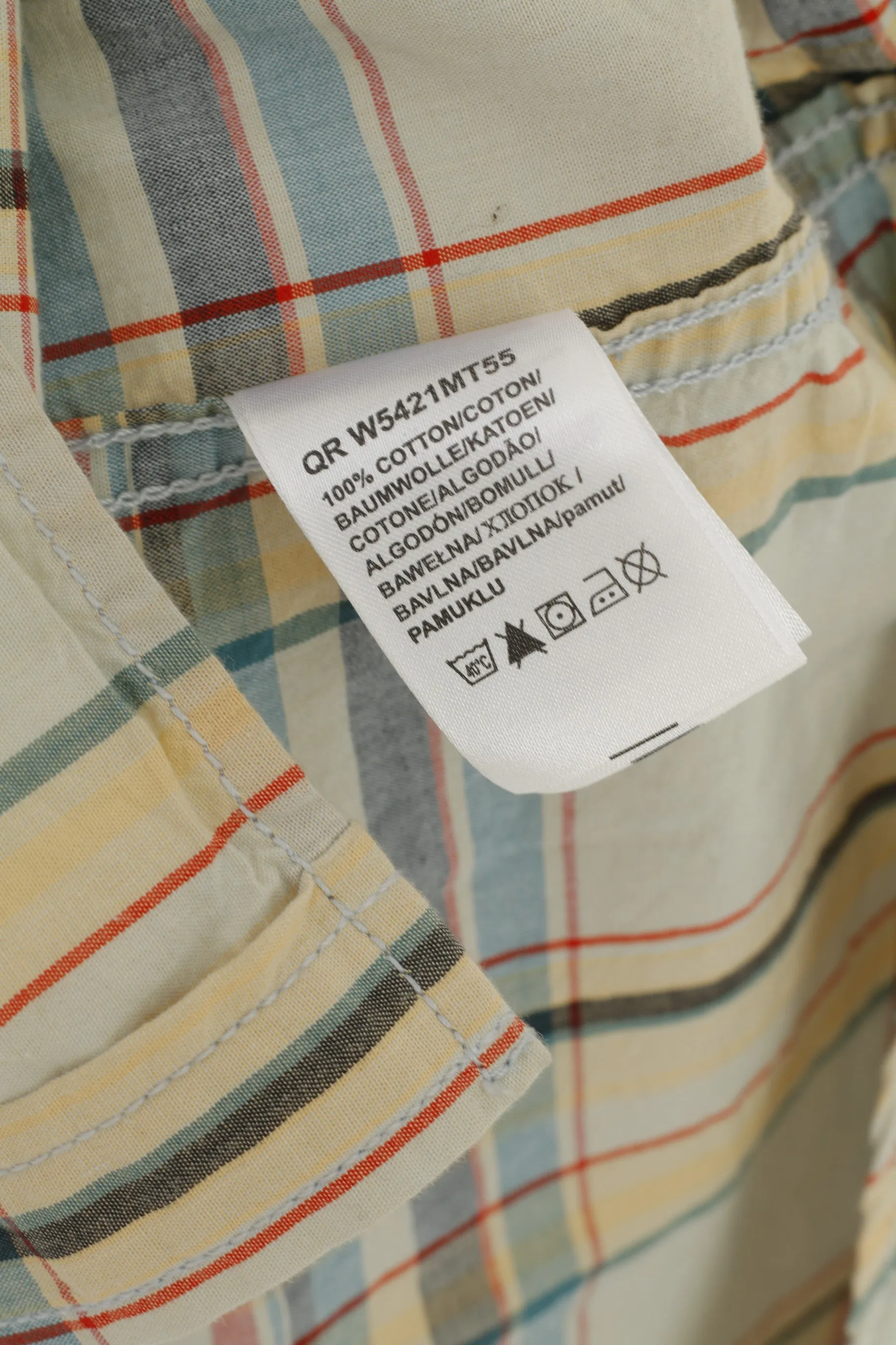 Wrangler Men XXL Casual Shirt Beige Cotton Check Western Long Sleeve Top