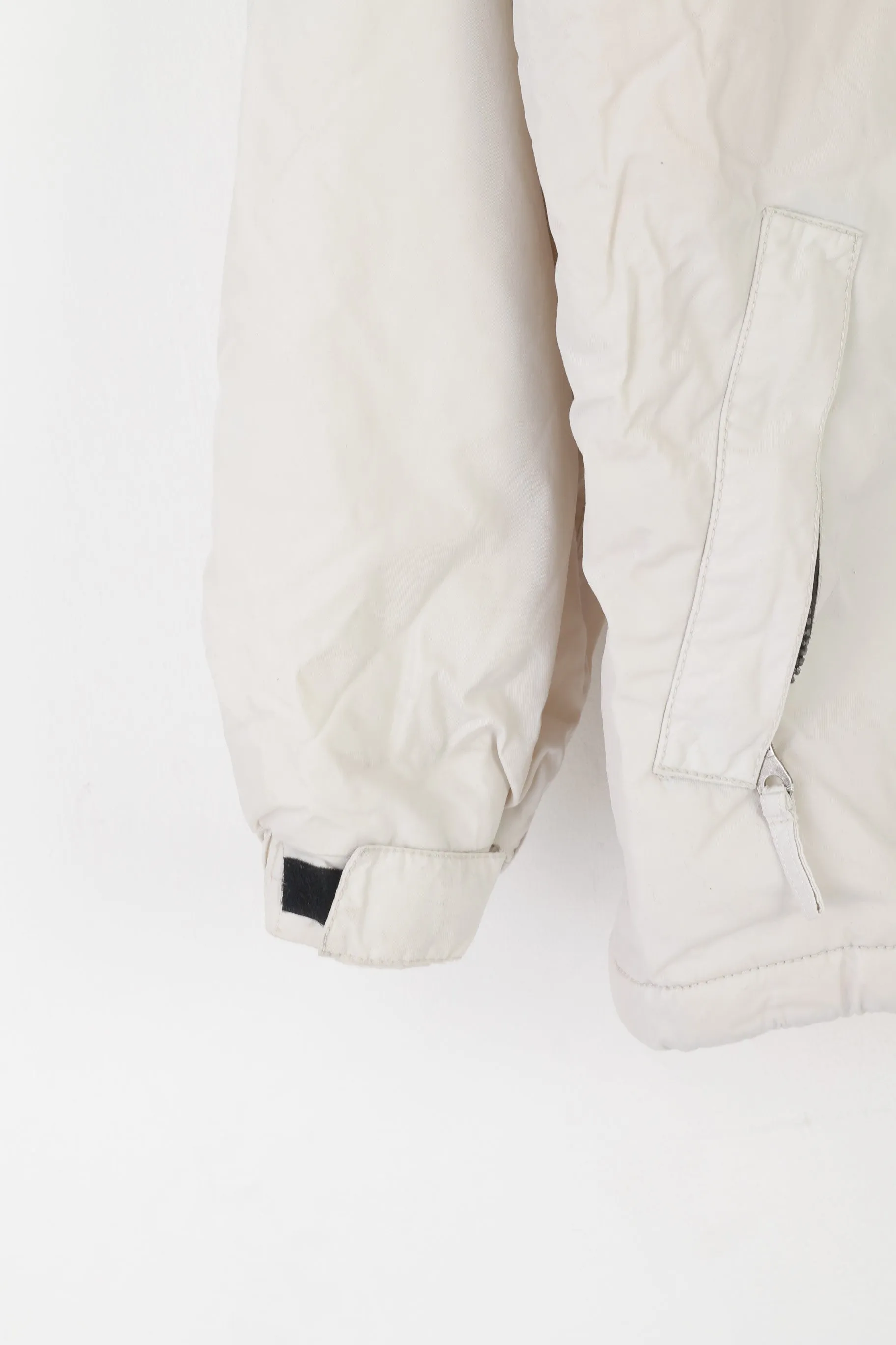XS - EXES Men L Jacket Cream Padded Full Zipper Outdoor Ski Bomber Top