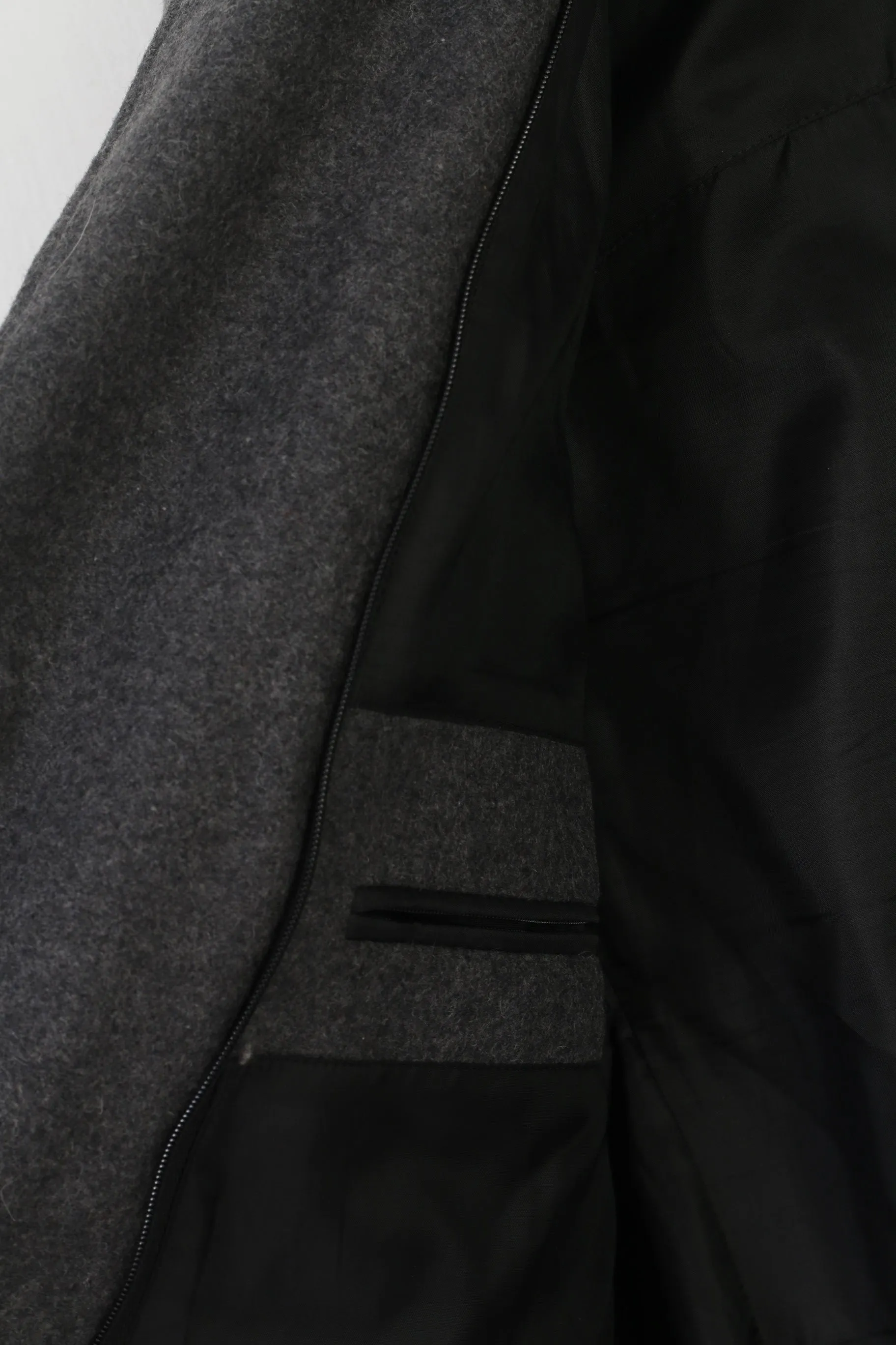Yannick Selective Men L (M) Jacket Gray Wool Zip Up Military Army Blazer