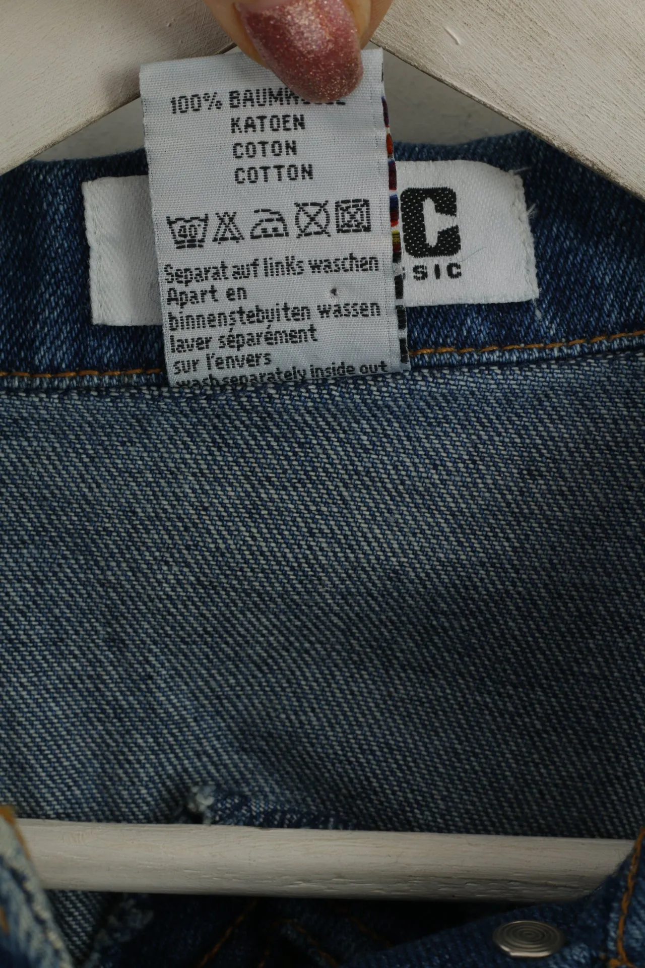 YGCC Women 10 36 S Denim Jacket Blue Jeans Cotton Detailed Boho Top