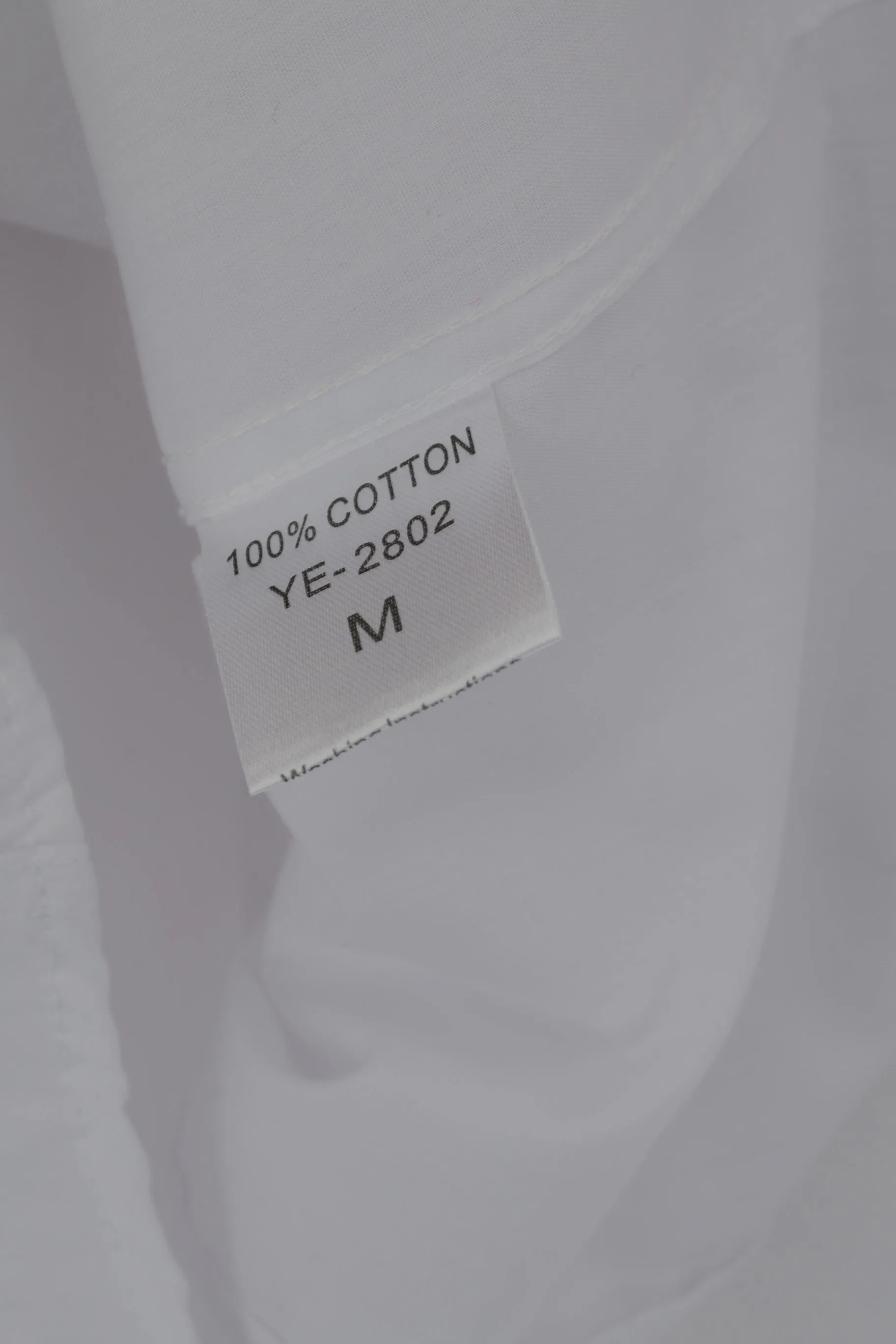 Yves Enzo Men M Casual Shirt White Cotton Slim Fit Black Buttons Long Sleeve Top