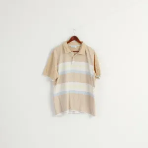 Yves Saint Laurent Men XXL Polo Shirt Beige Cotton Vintage Classit Detailed Buttons Top