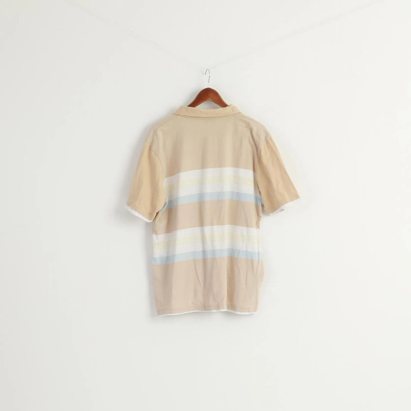 Yves Saint Laurent Men XXL Polo Shirt Beige Cotton Vintage Classit Detailed Buttons Top