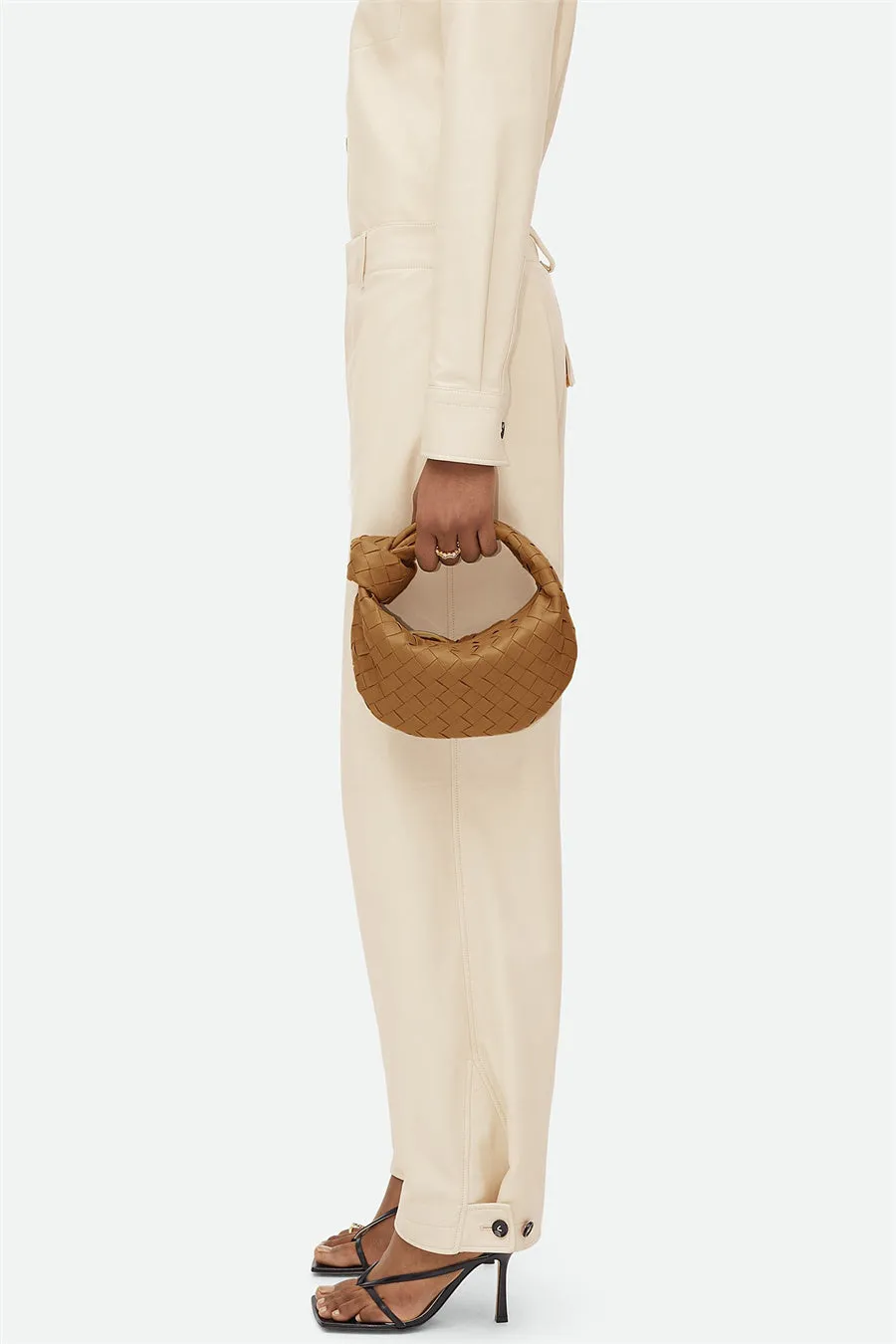 Zariah Weave Knot Clutch Bag - Brown Gloria Lanvin