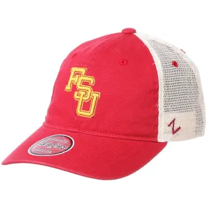 Zephyr College Vault Stacked FSU Adjustable Relaxed Fit Mesh Trucker Hat - Garnet