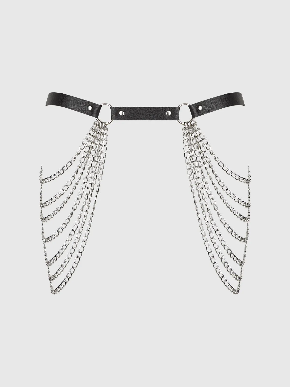Ziggy Chain & Leather-Like Draped Garter