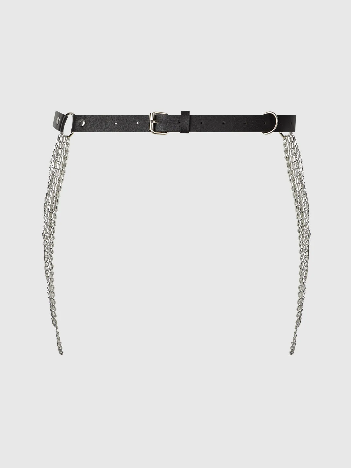 Ziggy Chain & Leather-Like Draped Garter